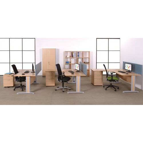 Bureau Asymétrique 160 Pied Métal Retà G Blanc/aluminium