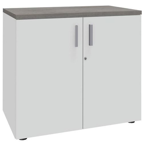 Armoire 2 Ptes Linéo 1 Tabl.bois Ht.72 Blanc+top Chêne Gris