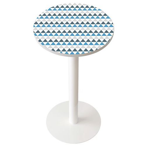 Guéridon Easy Office Haut Pied Métal Plateau Décor Bleu