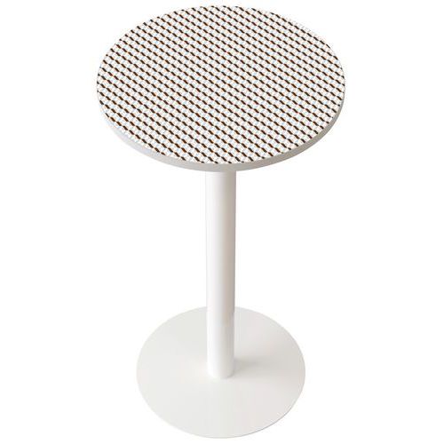 Guéridon Easy Office Haut Pied Métal Plateau Décor Brun