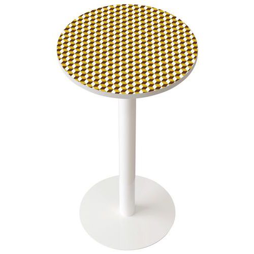 Guéridon Easy Office Haut Pied Métal Plateau Décor Safran