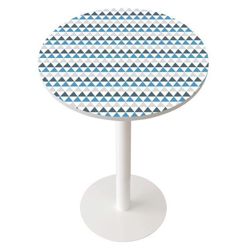 Guéridon Easy Office Haut Pied Métal Plateau Décor Bleu