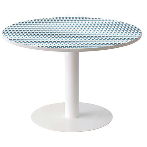 Table Ronde Ã˜ 115 Cm Easy Office Plateau Décor Bleu