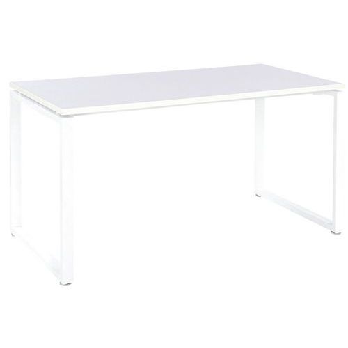 Table Office Pro Pied Carre 160 X 80 Cm Blanc Pied Blanc