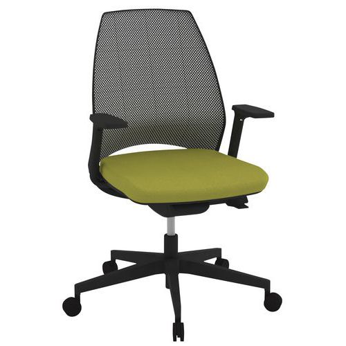 Fauteuil Oxygen Dos Moy Résil Synchro Assise M1 Vert Pied Noir