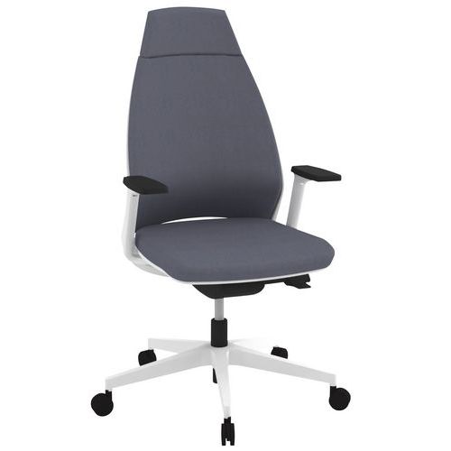 Fauteuil Oxygen Dossier Haut Synchrone M1 Gris Pied Blanc