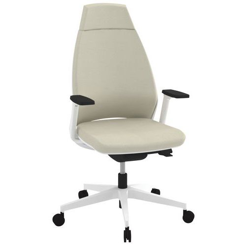 Fauteuil Oxygen Dossier Haut Synchrone M1 Beige Pied Blanc
