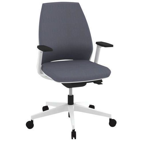 Fauteuil Oxygen Dossier Moyen Synchrone M1 Gris Pied Blanc