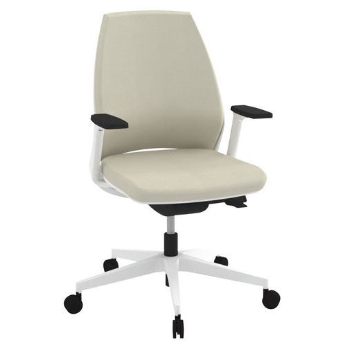 Fauteuil Oxygen Dossier Moyen Synchrone M1 Beige Pied Blanc