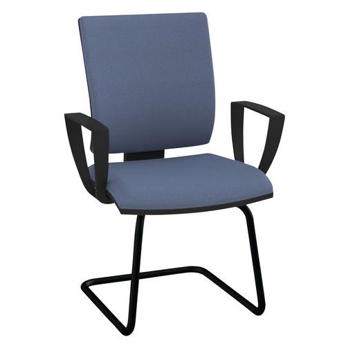 Fauteuil Visiteur Optima Pied Luge Verni Noir Accoudoir Fixe M1 Bleu