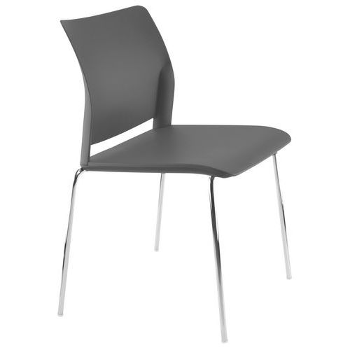 Sokoa - Chaise AUDE Gris Polypropylène 4 Pieds Chromés Empilable Éco-responsable