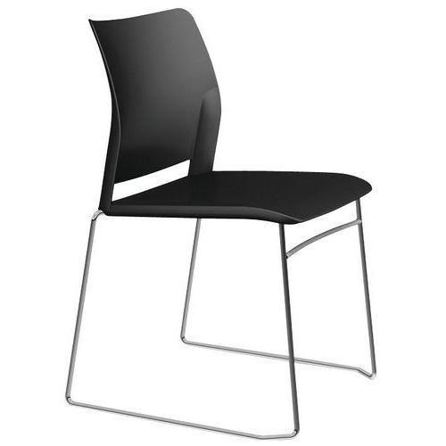 Sokoa - Chaise AUDE Polypropylène Noir Pied Traineau Chromé Empilable 5 Ans Garantie