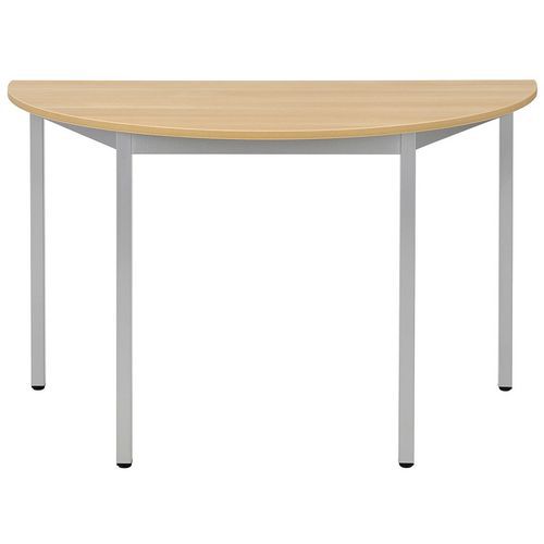 Table Universalis Demi-rond 140x70 Plt Chêne/9006 Aluminium