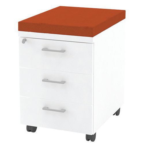 Caisson Mobile 3 Tiroirs Blanc + Coussin M1 Orange B01/017