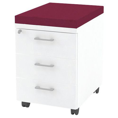 Caisson Mobile 3 Tiroirs Blanc + Coussin M1 Magenta B01/021