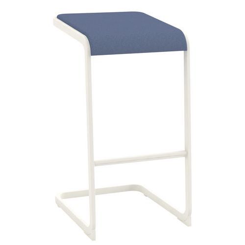 Tabouret Haut Cstool Struct. Blanc Assise Bleu Gris M1