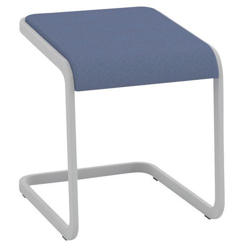 Tabouret Bas Cstool Pied Alu Assise Tissu Bleu Gris M1
