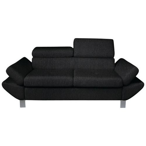 MMP - Canapé Vérona 2 places tissu polyester chiné Noir - 190cm - Confort et Design