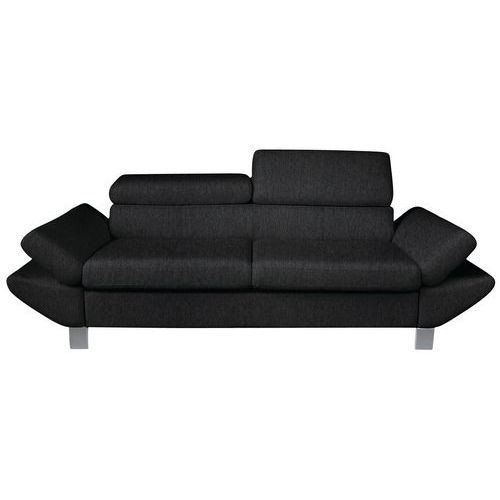 MMP - Canapé Vérona 3 places tissu polyester chiné Noir - 210cm largeur - Confort et Design