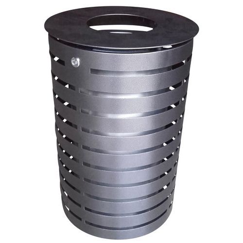 Poubelle Nice 60 L Gris Martelé Métal - Grande Capacité 60L - Hauteur 79.9cm - Design Élégant