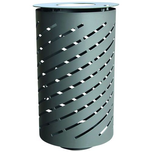 Poubelle D'extérieur Spiral 65l Acier Galva Gris Martelé