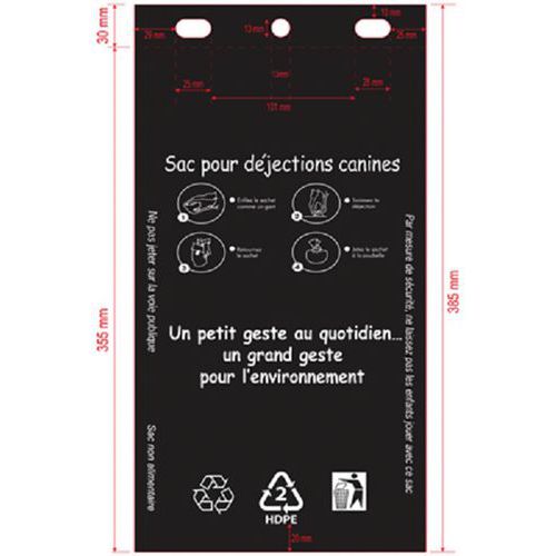 Sacs Déjections Canines Noirs 3 Perçages-2500 Sacs