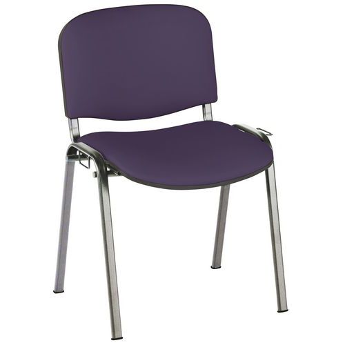GMCE - Lot de 5 Chaises Cluny Prune - Pieds Chromés M1 - Empilables et Ignifugées