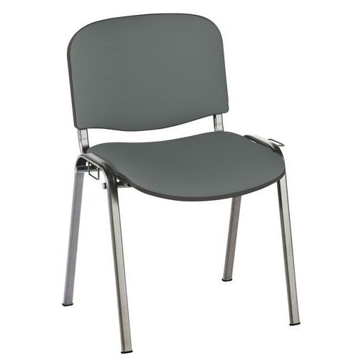 GMCE - Lot de 5 Chaises Cluny Accro.soudée - Piètement Chromé PVC M1 Urban Cendre - Empilable et Classé au Feu M1