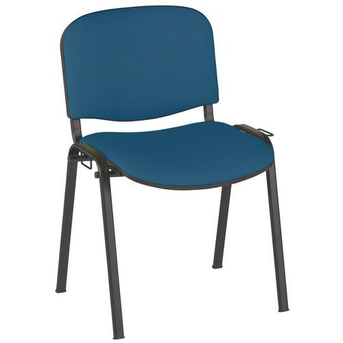 GMCE - Lot de 5 Chaises Cluny PVC M1 Urban Pétrole - Piètement Noir Métal - Empilable - Lavable - 46x46x46 cm