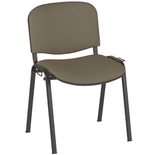 GMCE - Lot de 5 Chaises Cluny Taupe PVC M1 - Piètement Noir Métal - Empilables et Lavables - 46x46cm