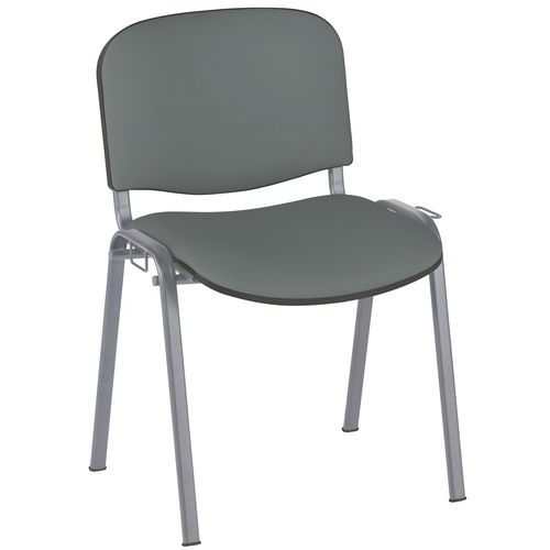 GMCE - Lot de 5 Chaises Cluny Gris Alu PVC M1 Cendre - Empilable & Lavable - 46cm Assise - 5 Ans Garantie