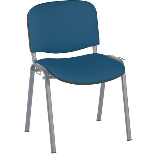 GMCE - Lot de 5 Chaises Cluny Piètement Gris Alu PVC M1 Urban Pétrole - Empilable, Lavable, M1, 46x46cm
