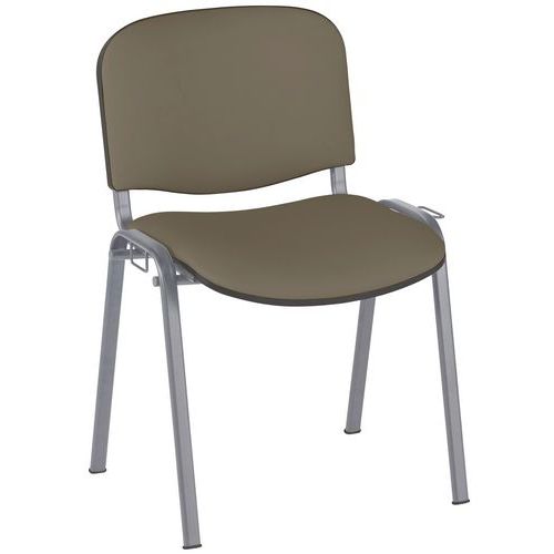 GMCE - Lot de 5 Chaises Cluny Taupe PVC M1 - Piètement Gris Alu - Empilables et Lavables - 46x46x46 cm