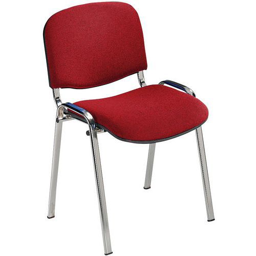 Lot de 5 - Chaises Réunion Cluny Pièt.chromé Assise Tissu 9779 Rouge