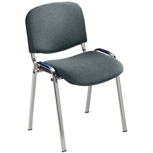 GMCE - Lot de 5 Chaises Cluny PVC M1 Cendre - Piètement chromé - Empilable et lavable - 46x46x46 cm