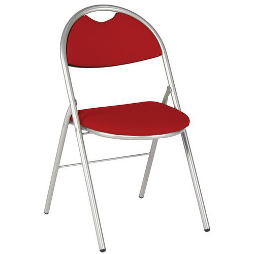 GMCE - Lot de 4 chaises pliantes Clap PVC M1 Urban Rouge - Piètement Gris Alu - Assise Confortable et Lavable - Idéal Collectivités