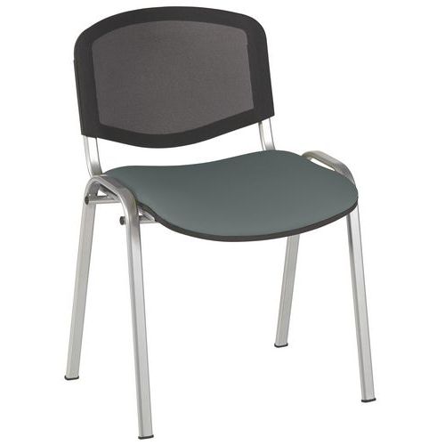 GMCE - Lot de 5 Chaises Réunion Bliz Assise Tissu Gris - Piétement Aluminium - Empilable - Classement Feu M1 - Confort et Durabilité