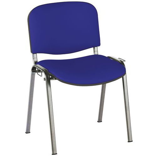 GMCE - Lot de 5 Chaises Cluny - Pied Chromé Tissu Bleu Gris - Empilable - Confort et Design