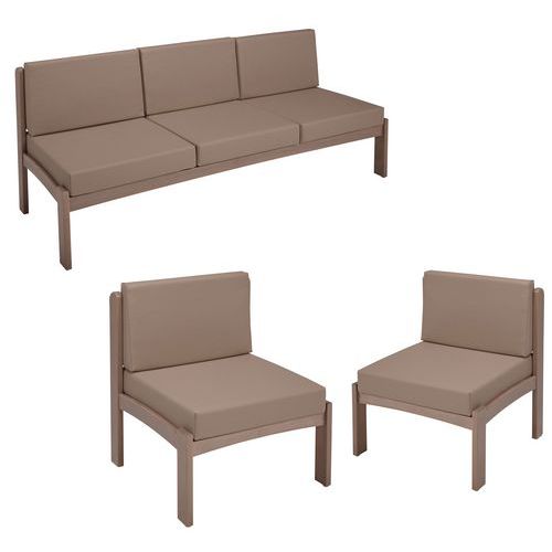 Pack Autize : Chauffeuse 3pl+2chauffeuses Structure Taupe Pvc Terre