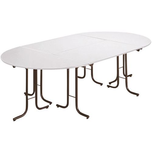 Table Pliante Modulaire 1/2 Ronde 140 X 70 Cm Blanc/noir