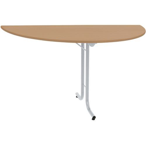 Table Pliante Modulaire 1/2 Ronde 140 X 70 Cm Chene Pied Alu