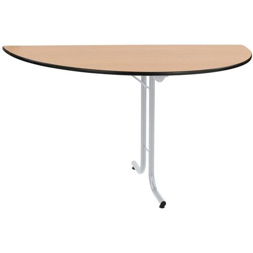 Table Pliante Modulaire 1/2 Ronde 140 X 70 Cm Hetre Pied Alu