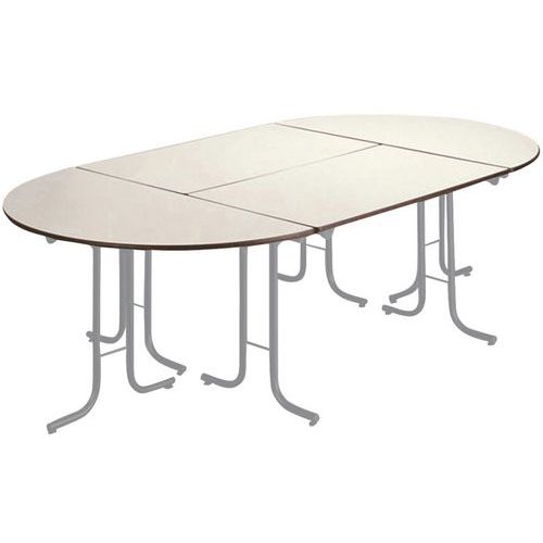 Table Pliante Modulaire Demi Ronde 140 X 70 Cm Gris Pied Alu