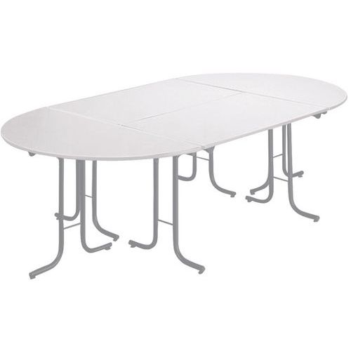 Table Pliante Modulaire 1/2 Ronde 140 X 70 Cm Blanc Pied Alu
