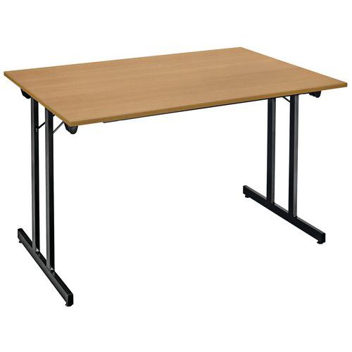 Table Pliante Multiusage 120 X 60 Cm Chêne Pied Noir