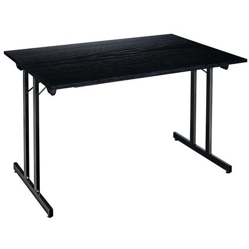 Table Pliante Multiusage 120 X 70 Cm Frêne Noir Pied Noir