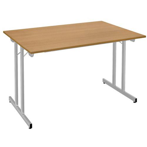 Table Pliante Multiusage 120 X 70 Cm Chêne Pied Alu