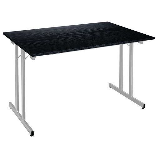 Table Pliante Multiusage 120 X 70 Cm Frêne Noir Pied Alu