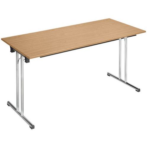 Table Pliante Chromeline 140 X 70 Cm Chêne Pied Chromé
