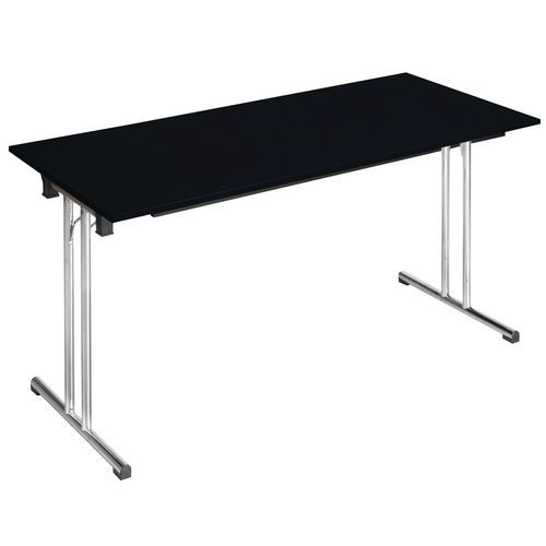 Table Pliante Chromeline 160 X 70 Cm Frêne Noir Pied Chromé